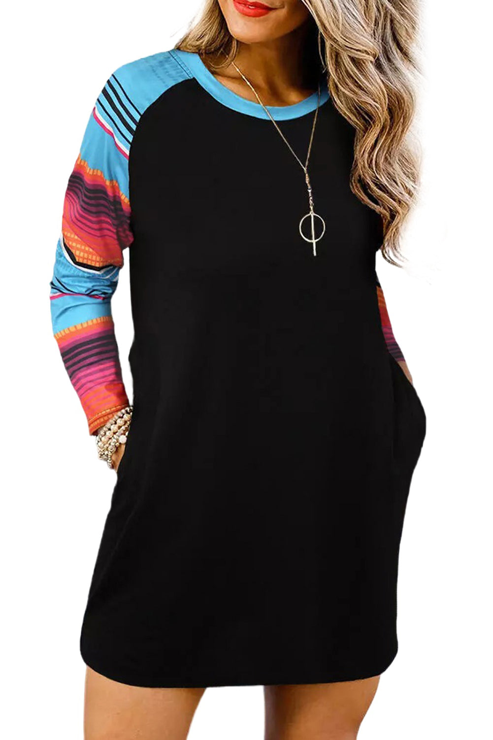 Striped Navajo Long Sleeve Dress
