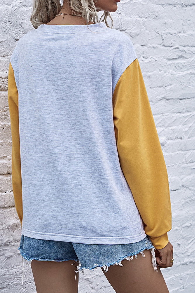 Color Block Crew Neck Long Sleeve Tee (2 colors)