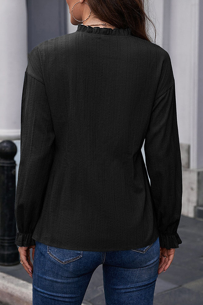 Ruffle Button Blouse (3 colors)