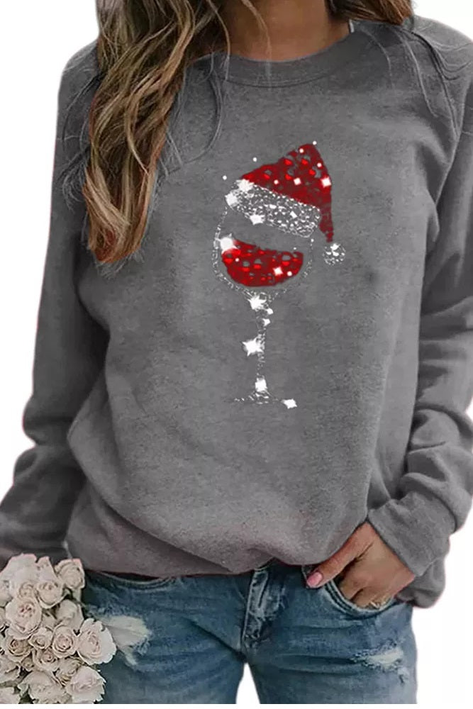 Santa Hat Wine Sweatshirt