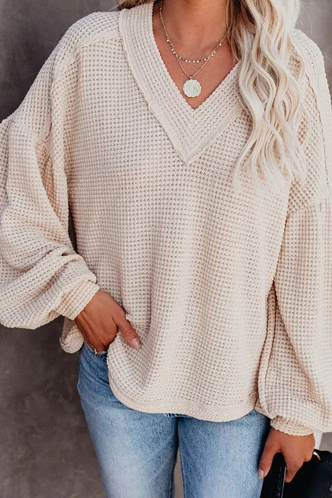 Waffle Weave Lantern Top (5 Colors)