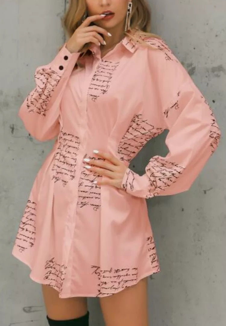 Button Down Script Dress Pre-Sale (3 colors)