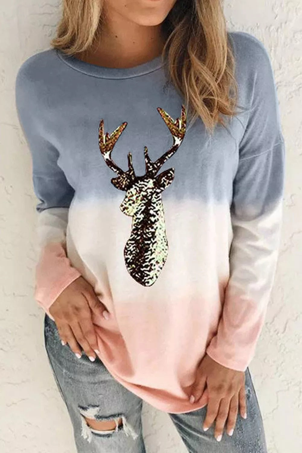 Reindeer Sequin Sweatshirt (2 colors)