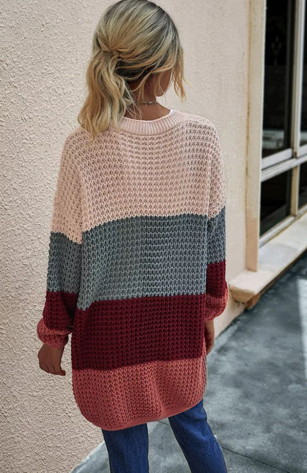 Wine Knit Fall Stripe Cardi