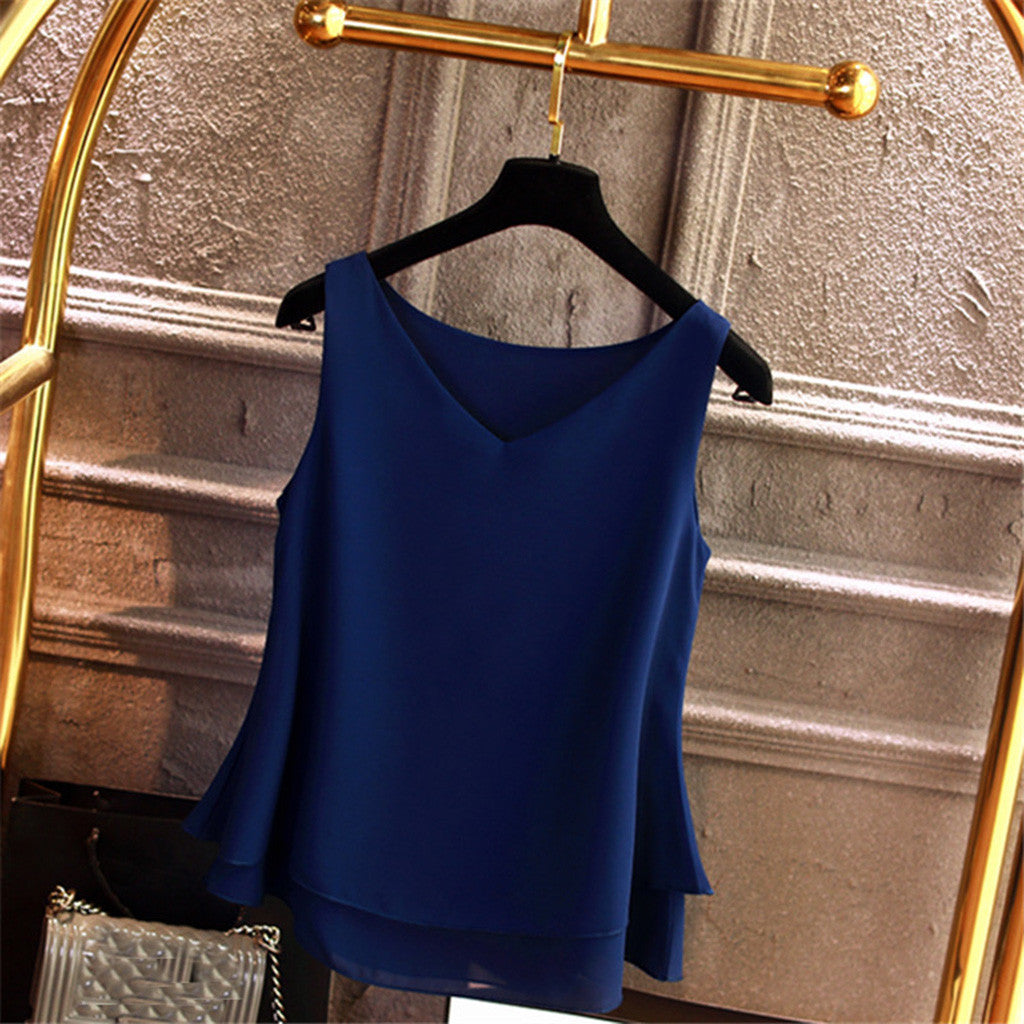 POP Stock! Sleeveless V Neck Basic Blouse (4 Colors)