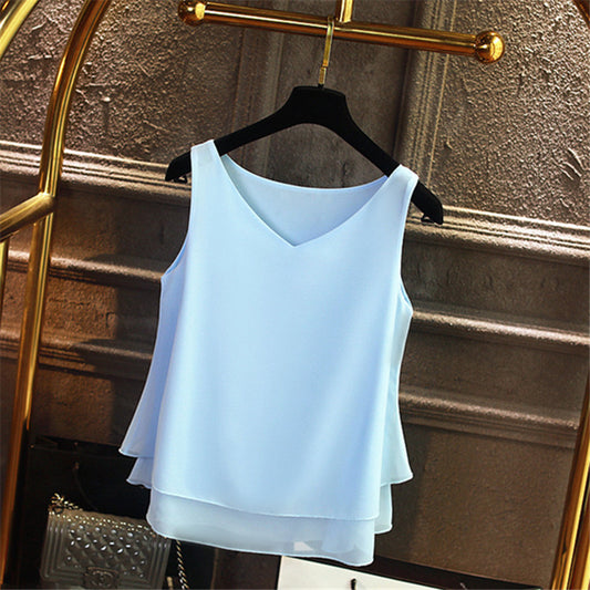 POP Stock! Sleeveless V Neck Basic Blouse (4 Colors)