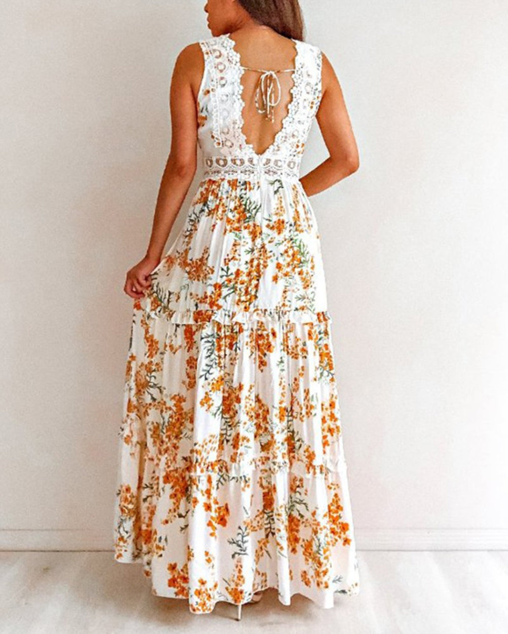 Deep V Floral Maxi Dress (Two Colors)