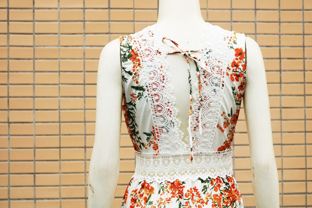 Deep V Floral Maxi Dress (Two Colors)