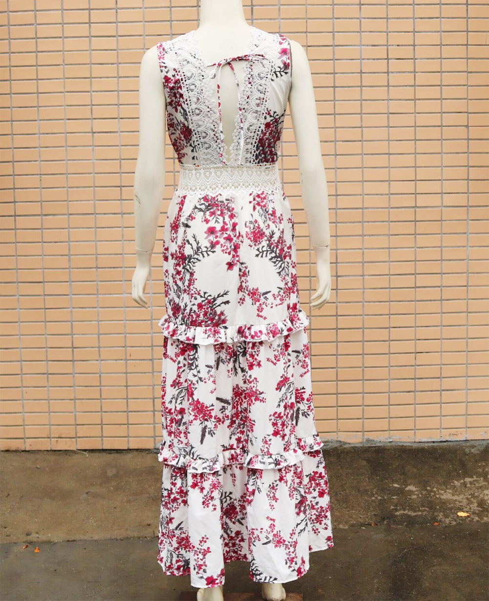 Deep V Floral Maxi Dress (Two Colors)