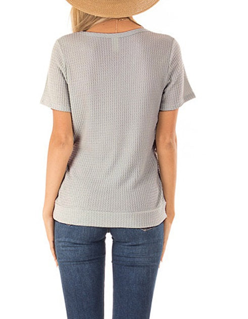 Waffle Weave Button Tee (2 Colors)