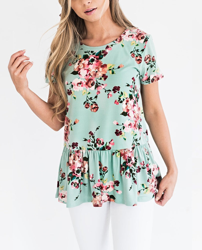 Ruffle Flower Spring Top (2 Colors)
