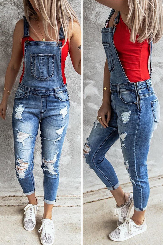 Punky Was Here Distressed Overalls