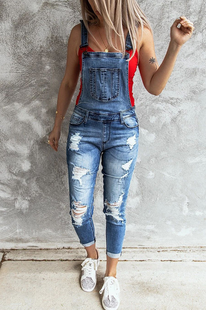 Punky Was Here Distressed Overalls