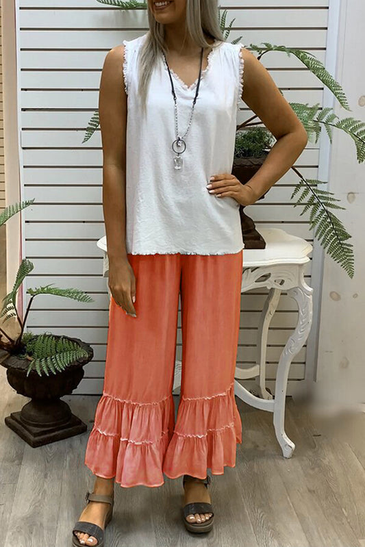 Ruffle Wide Leg Casual Pants (3 Colors)