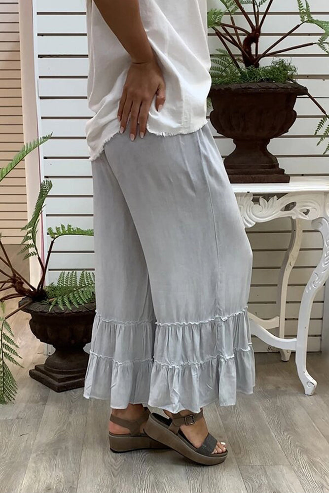 Ruffle Wide Leg Pant (3 Colors, Up to 3XL)
