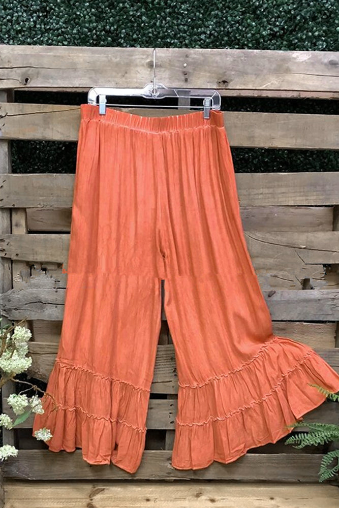 Ruffle Wide Leg Pant (3 Colors, Up to 3XL)