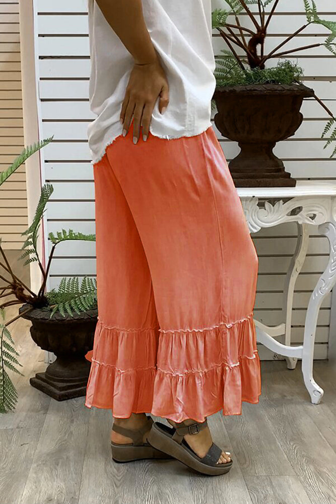 Ruffle Wide Leg Casual Pants (3 Colors)