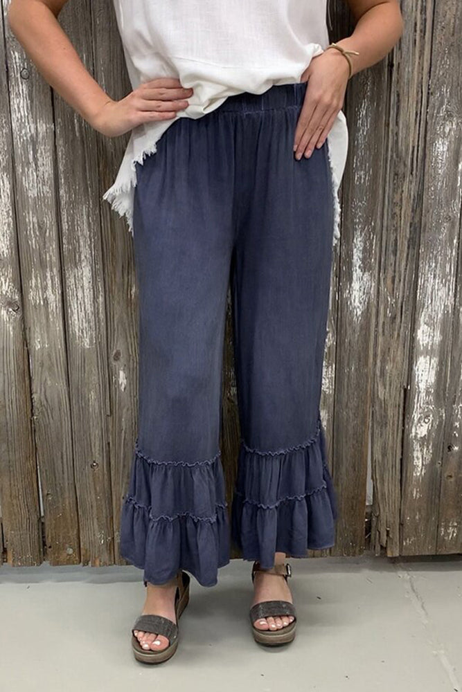 Ruffle Wide Leg Casual Pants (3 Colors)