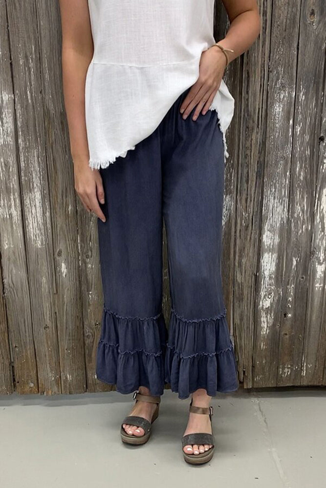 Ruffle Wide Leg Casual Pants (3 Colors)
