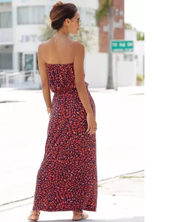Red Bohemian Bandeau Dress