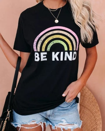 Be Kind Rainbow Tee (3 colors, Sizes up to 3XL!)