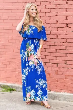 POP! Stock - Off Shoulder Easy Floral Dress