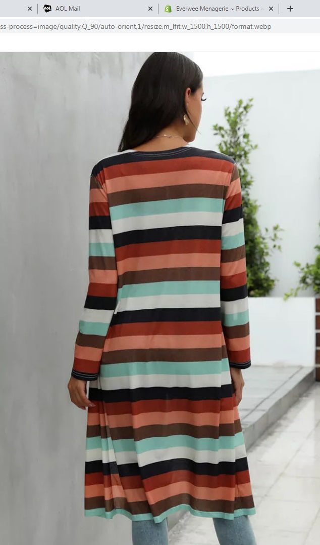 Coffee Stripe Three Season Cardi