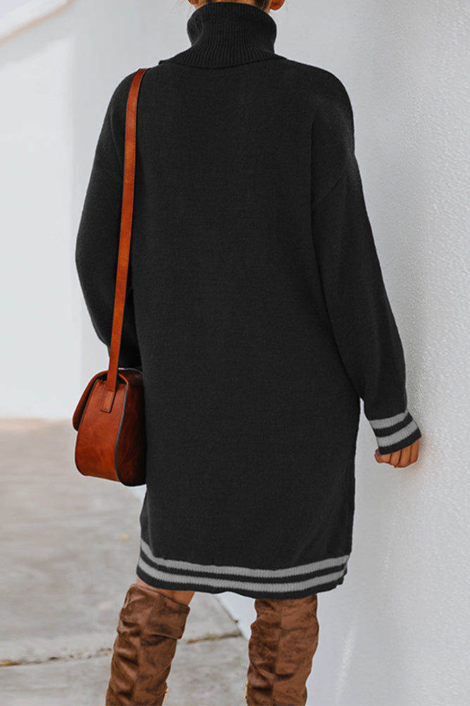 Turtleneck Stripe Sweater Dress (3 Colors)