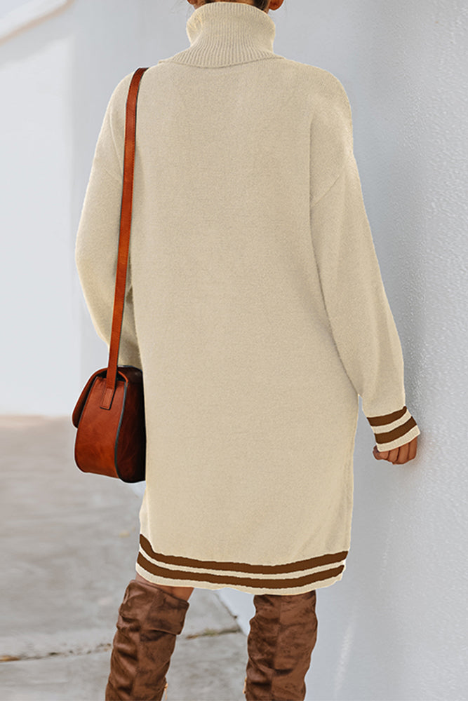 Turtleneck Stripe Sweater Dress (3 Colors)