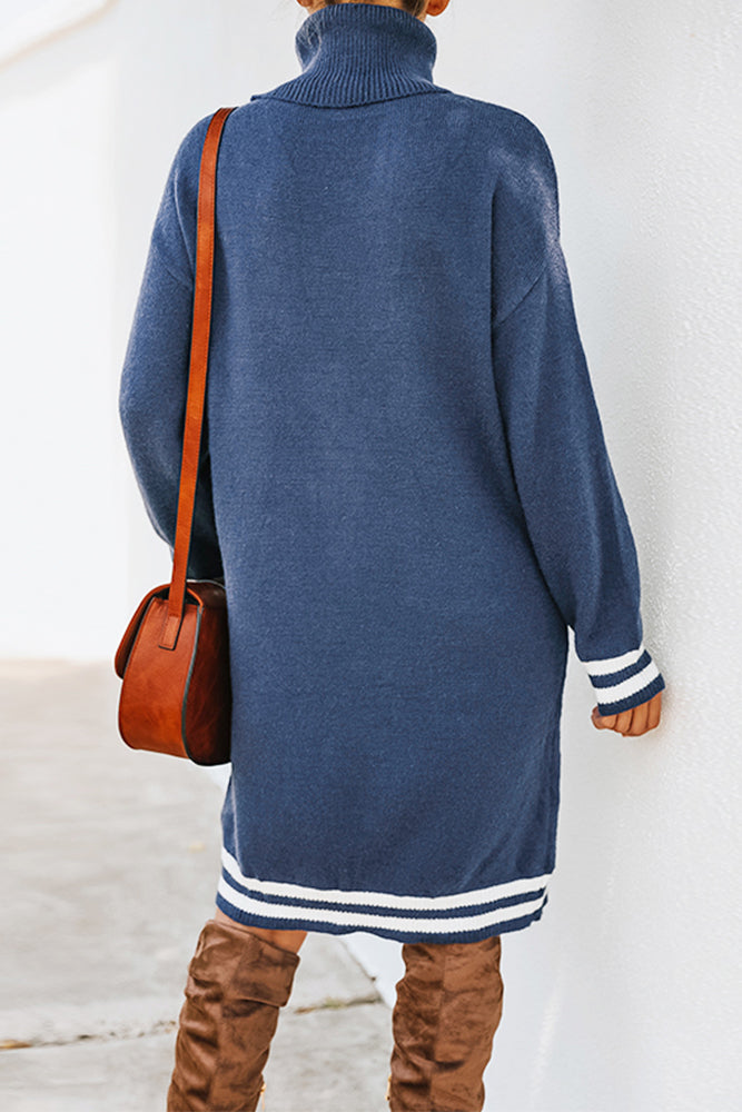 Turtleneck Stripe Sweater Dress (3 Colors)