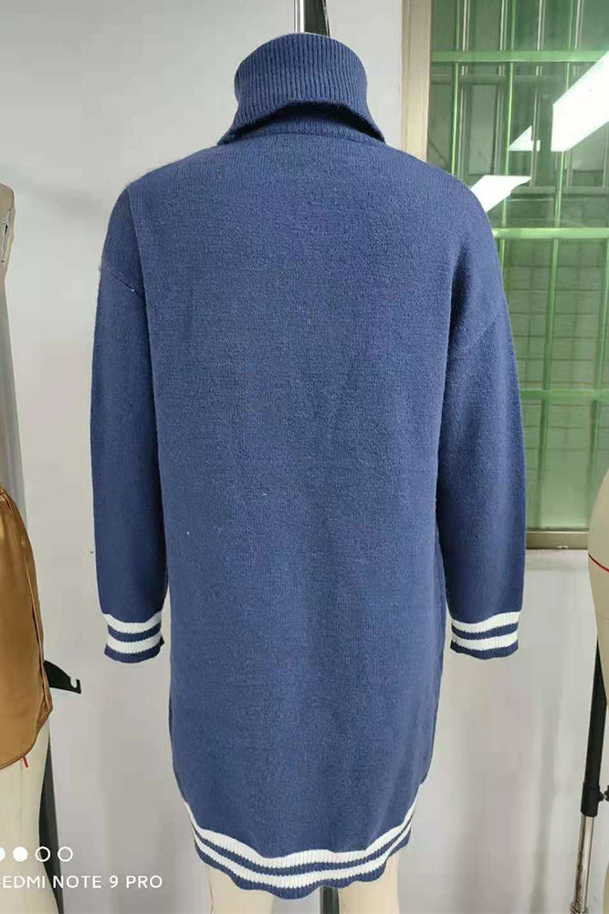 Turtleneck Stripe Sweater Dress (3 Colors)