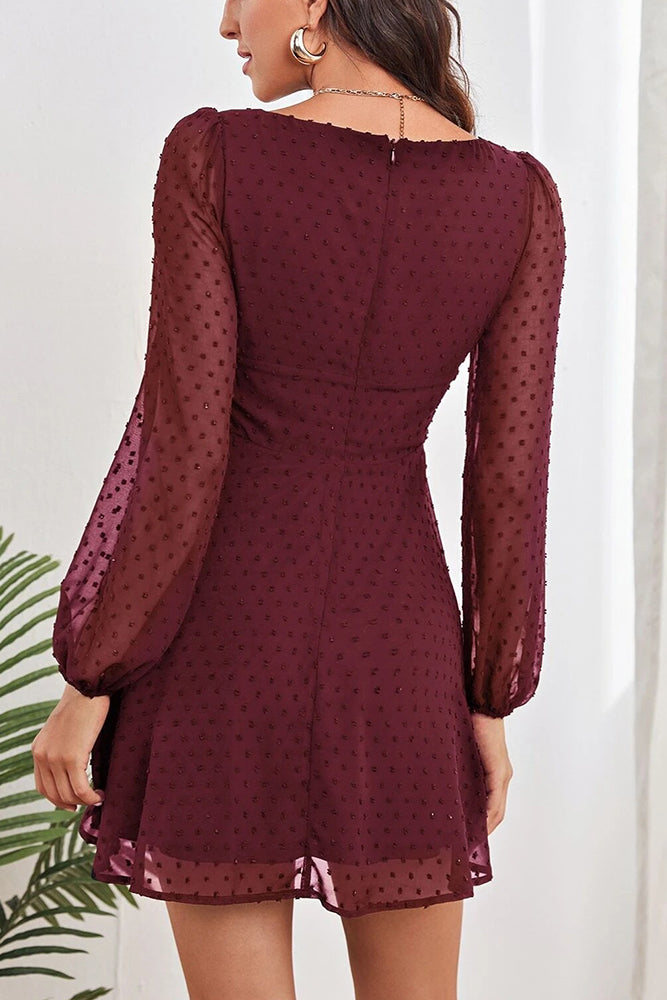 Square Neck High Waisted Dot Dress (5 colors)