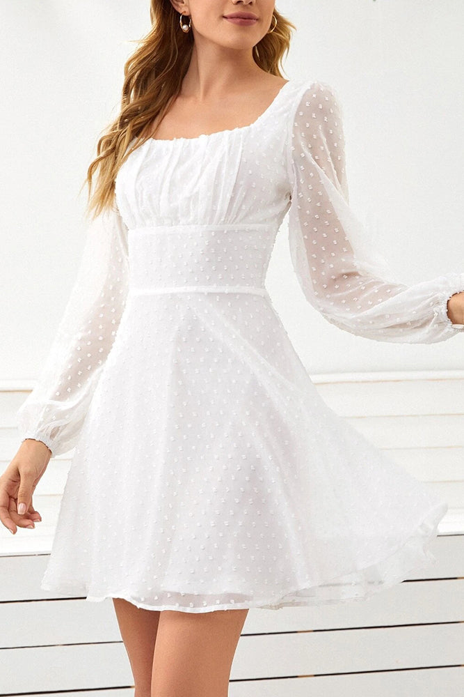 Square Neck High Waisted Dot Dress (5 colors)