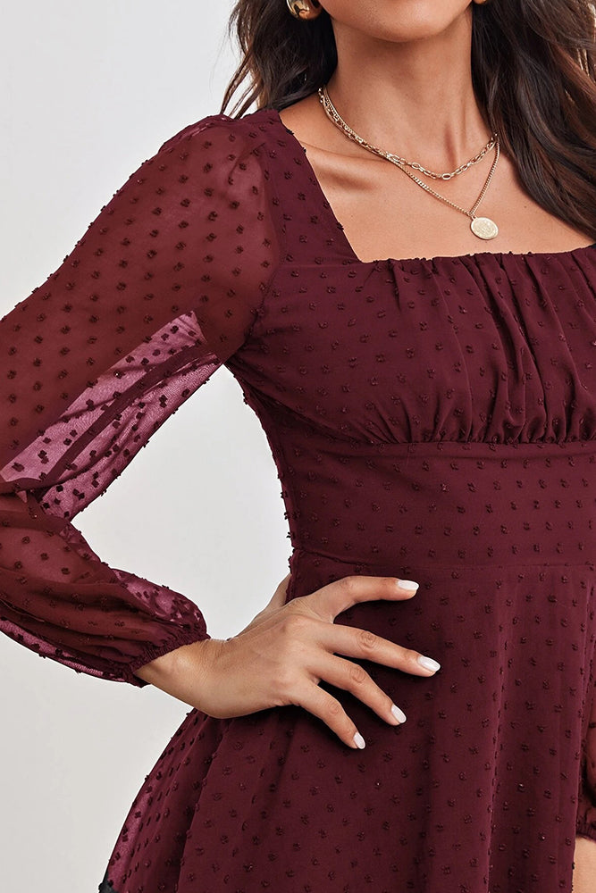 Square Neck High Waisted Dot Dress (5 colors)