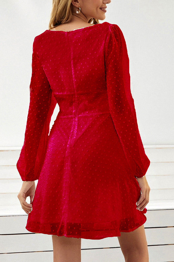 Square Neck High Waisted Dot Dress (5 colors)