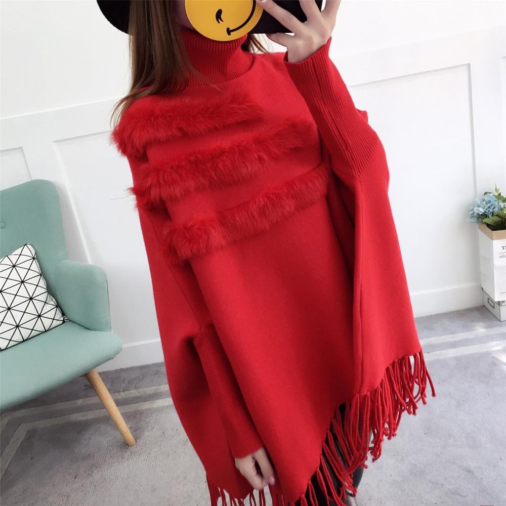 Turtleneck Poncho with Sleeves