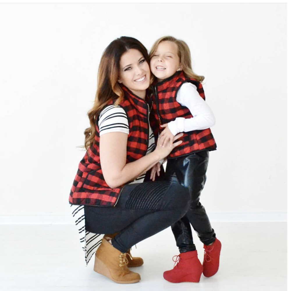 Mommy & Me Fall Plaid Quilted Vests