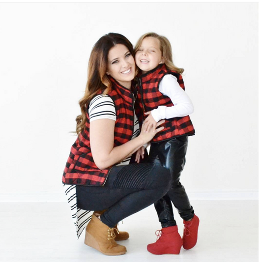 Mommy & Me Fall Plaid Quilted Vests
