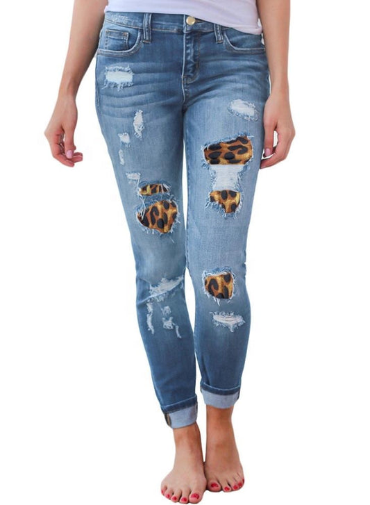 Leopard Print Stretchy Jeans (2 colors)