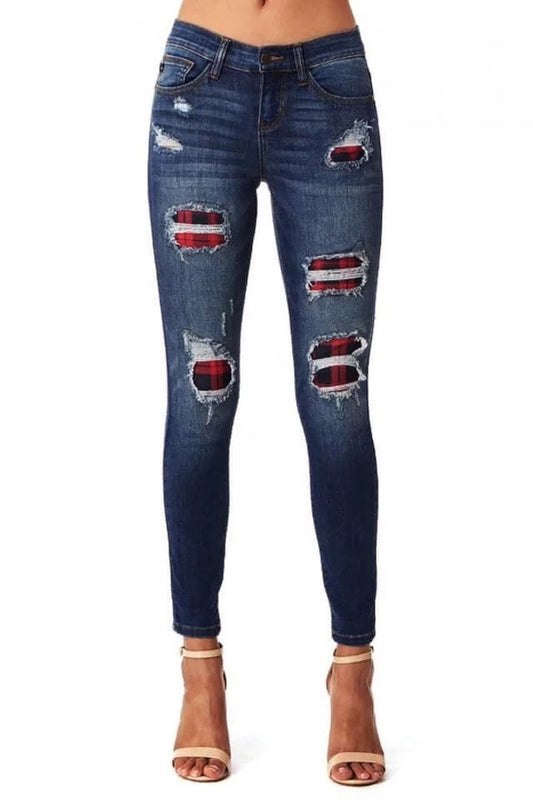 Buffalo Plaid Stretchy Jeans