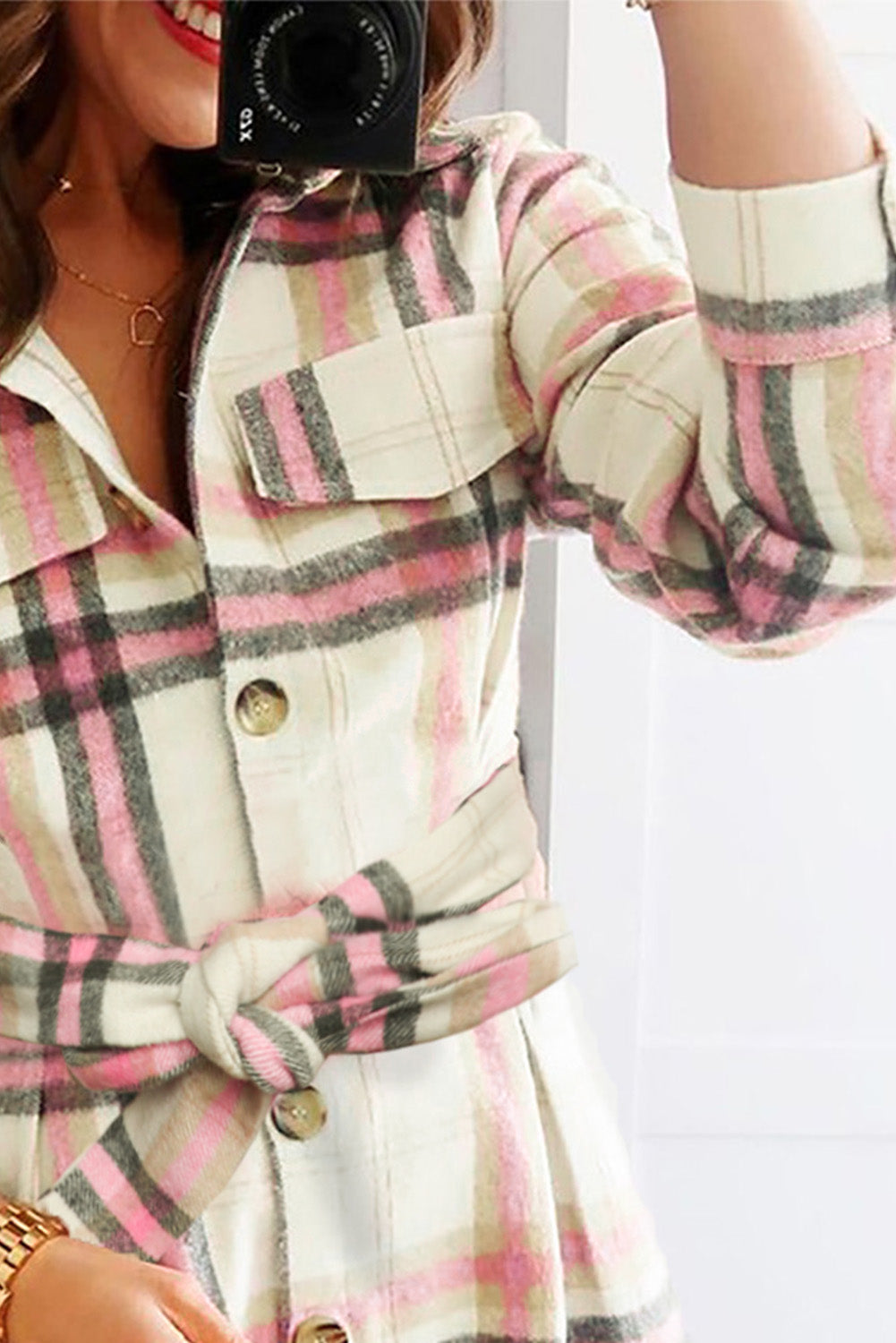 Anytime Pink Plaid Dress