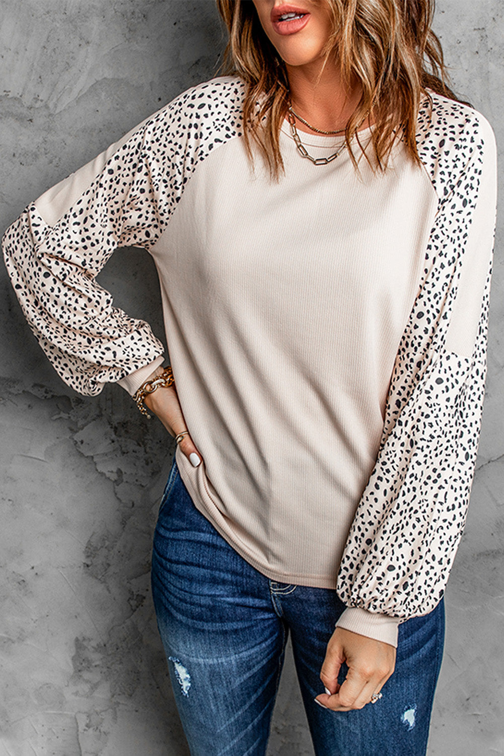 Leopard Print Long Sleeve Top (Up to 2XL)