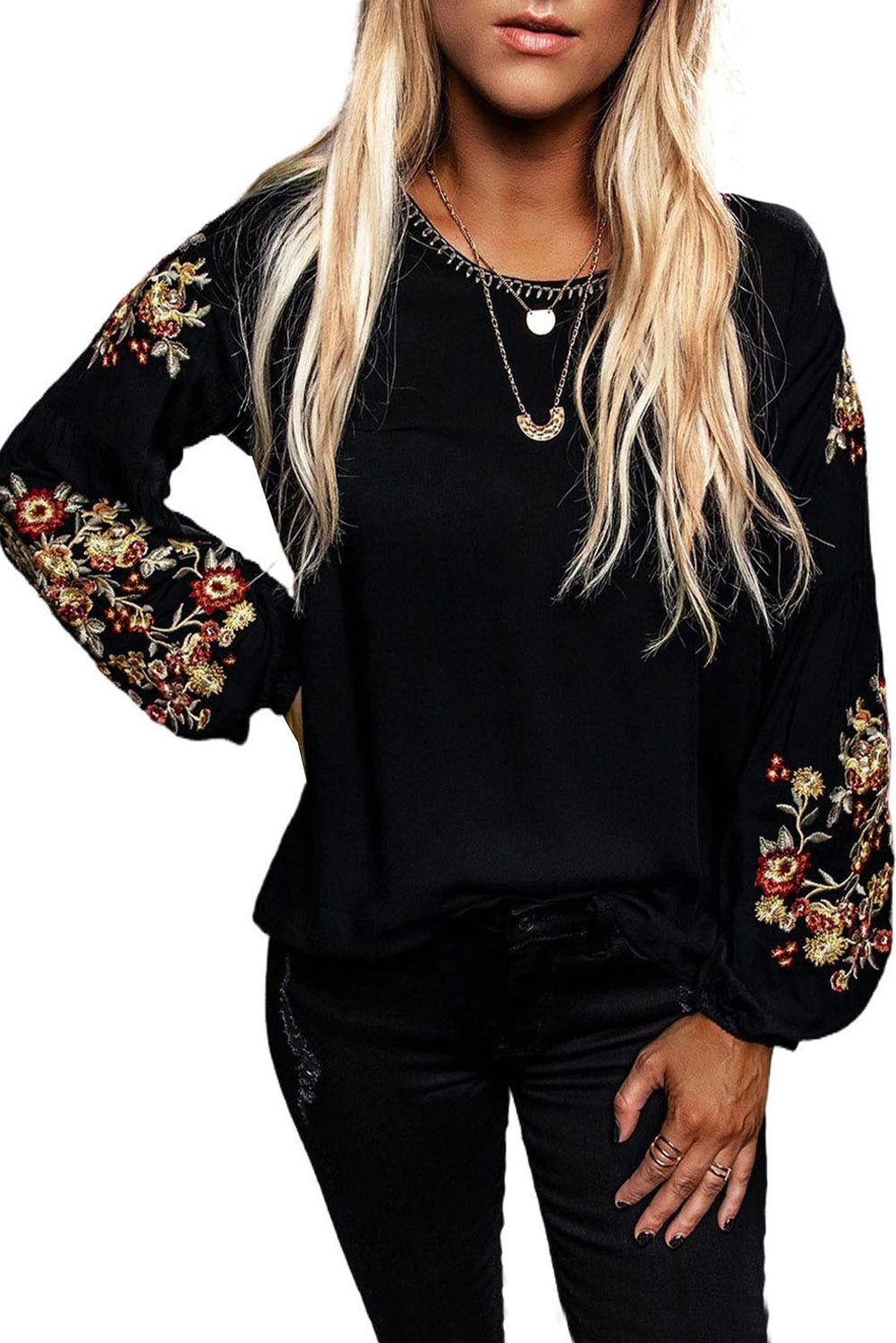 Embroidered Boho Top (2 colors, Up to 2 XL)