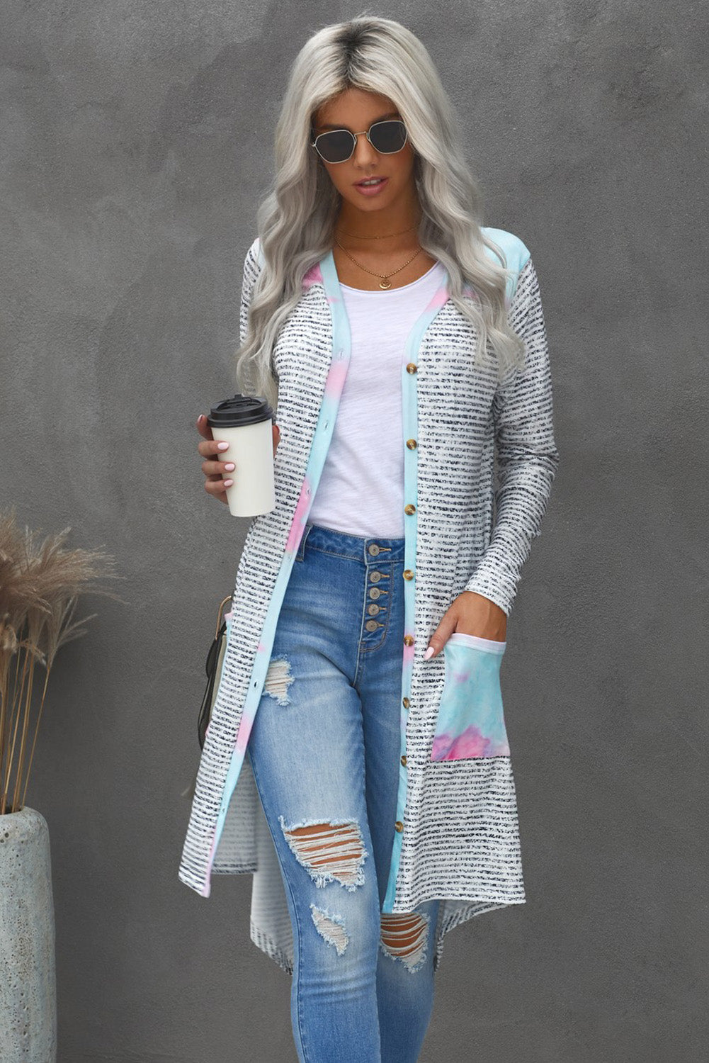 Tie Dye Shirt Cardigan