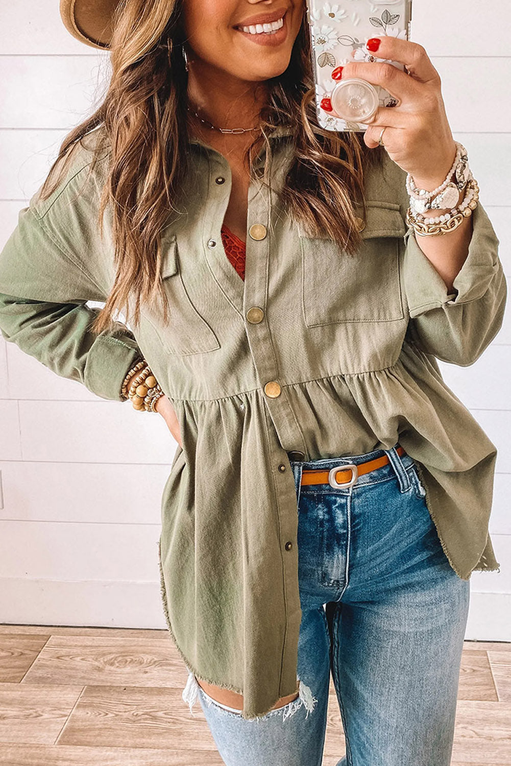 Snap Up Baby Doll Shirt