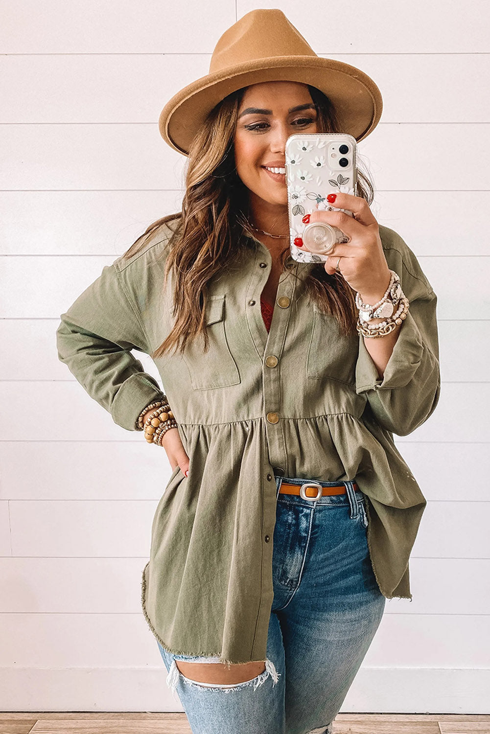 Snap Up Baby Doll Shirt