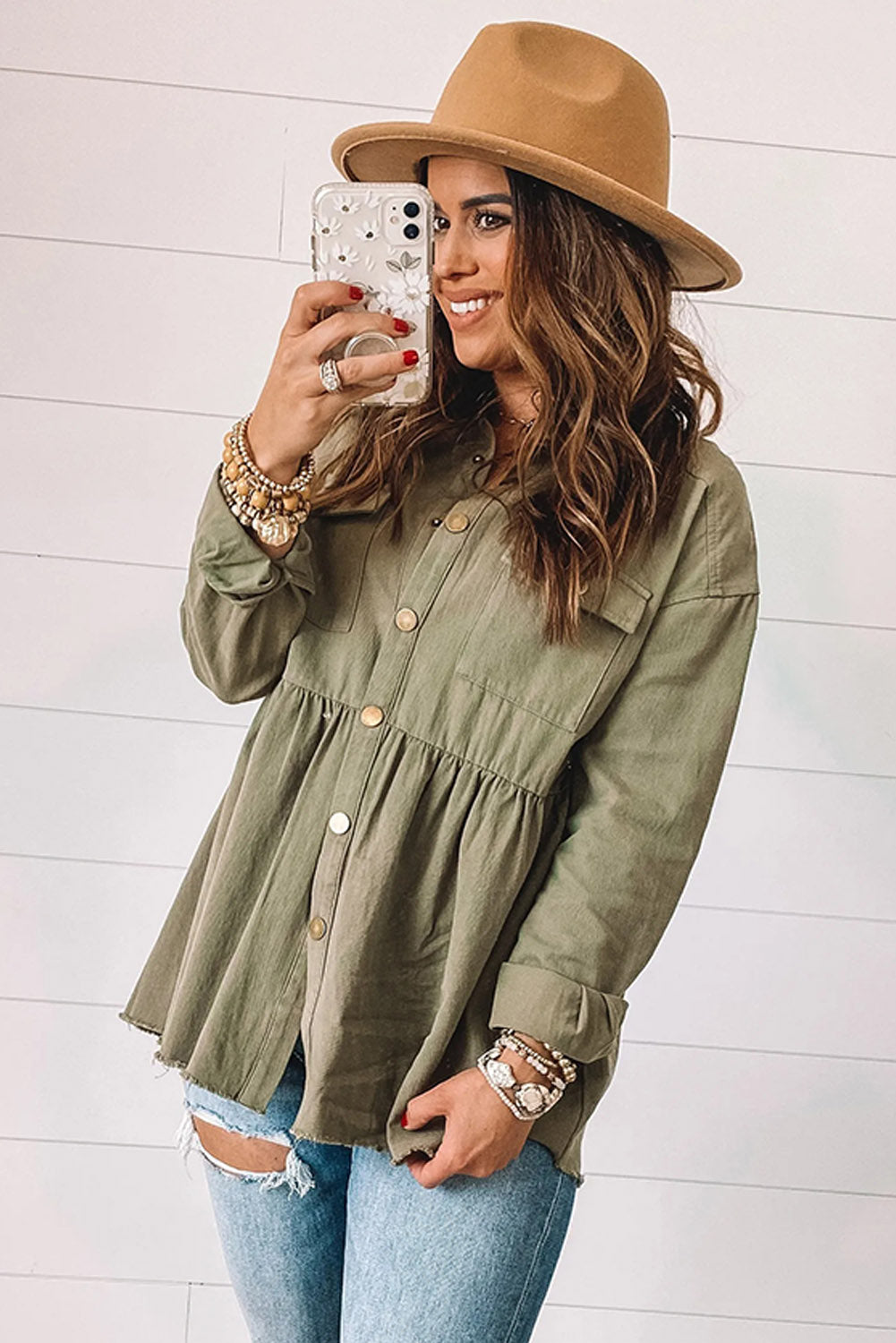 Snap Up Baby Doll Shirt