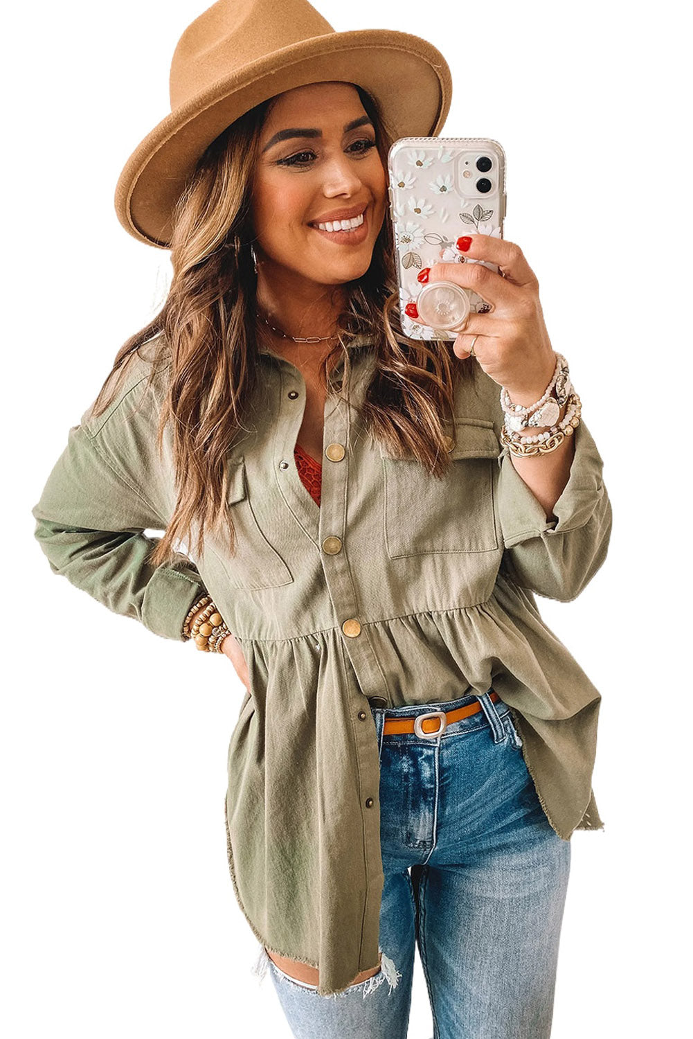 Snap Up Baby Doll Shirt