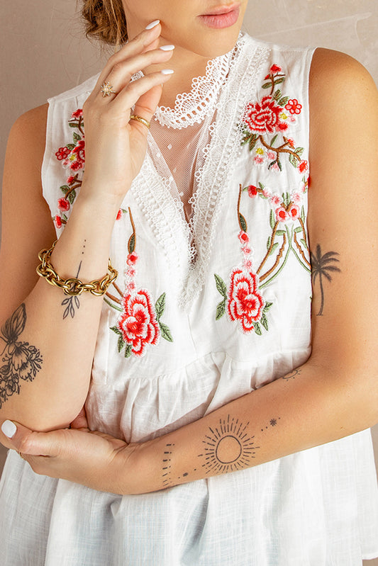 Embroidered Baby Doll Top (Up to 2XL)