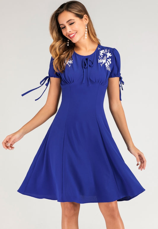 Vintage Flower Skater Dress (Up to 2XL!)